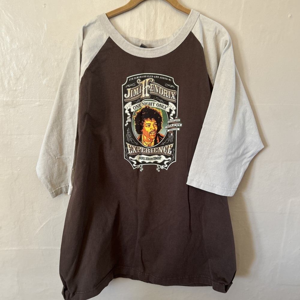 OdM‎ T-shirt 2XL Brown Baseball Style Jim Hendrix